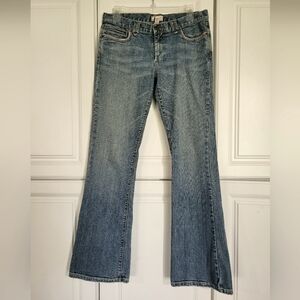 Abercrombie and Fitch Women's Blue Jeans, Low Rise, Boot Cut, Size 4, Pink Trim